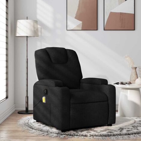 Sillón reclinable de masaje de tela negra