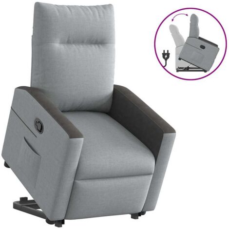 Sillón reclinable elevable de tela gris claro (1/5)
