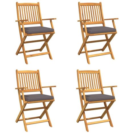 Silla Plegable con cojín 4 pcs Gris 49 x 57.5 x 92cm