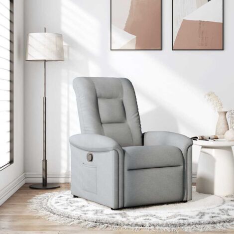 Sillón reclinable de tela gris claro (1/5)