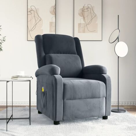 Sillón de masaje terciopelo gris oscuro (1/5)
