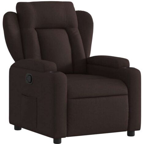 Sillón reclinable de tela marrón oscuro