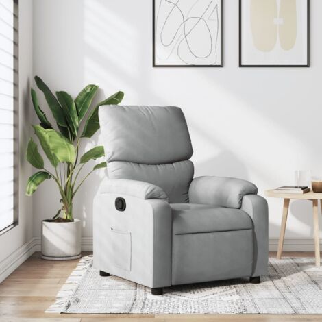 Sillón reclinable de tela gris claro (1/5)