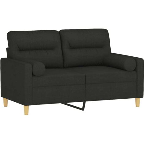 Sofá de 2 plazas con cojines tela negro 120 cm