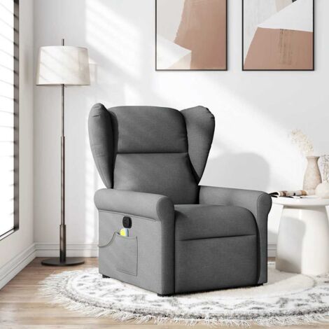 Sillón reclinable de masaje de tela gris oscuro