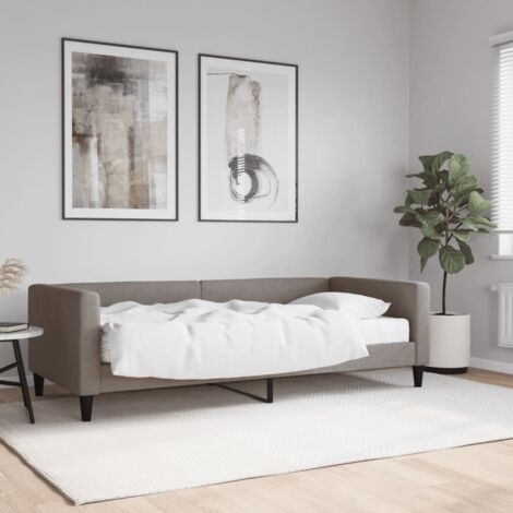 Sofá cama con colchón tela gris taupe 90x200 cm (1/5)