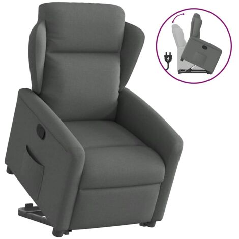 Sillón reclinable elevable de tela gris oscuro (1/5)