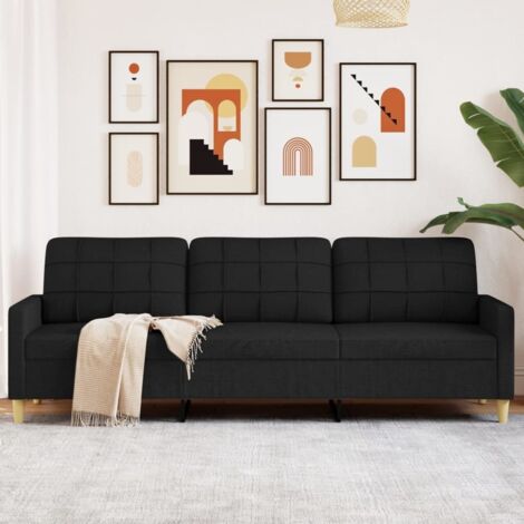 Sofá de 3 plazas de tela negro 210 cm vidaXL