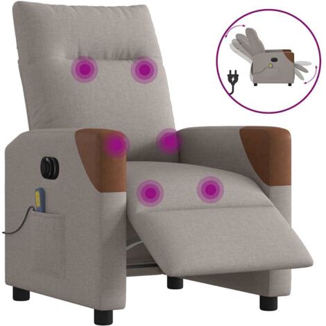 Sillón reclinable de masaje eléctrico tela gris taupe
