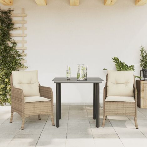 Set de muebles jardín 5 pzas con cojines ratán sintético negro