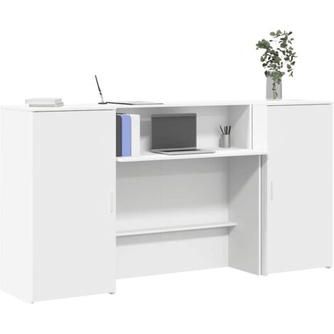 Mostrador de recepción blanco 200x50x1035 cm madera ingeniería