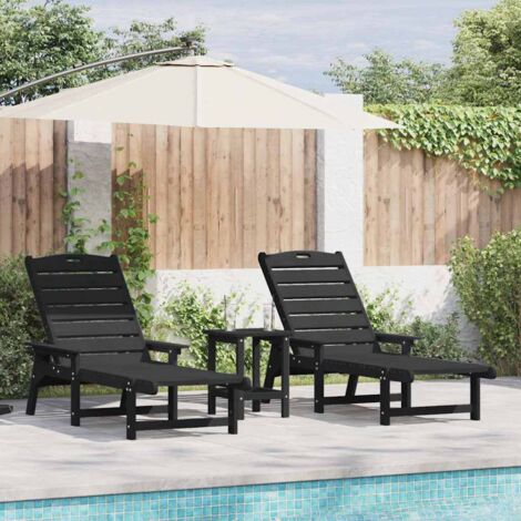 Muebles de lounge para jardín 2 pcs Negro 53 x 195.5 x 30cm (1/5)