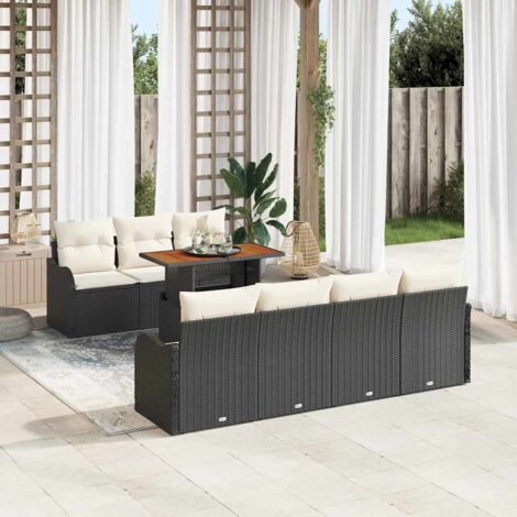 Conjunto de sofá de jardín 8 pcs Negro Poliratán (1/5)