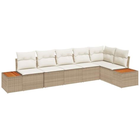 Conjunto de sofá de jardín 6 pcs beige y crema Poliratán (1/5)