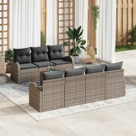 Conjunto de sofá de jardín 8 pcs Gris Poliratán (1/5)
