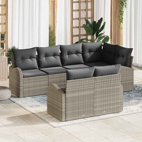 Conjunto de sofá de jardín Gris Claro ratán sintético (1/5)
