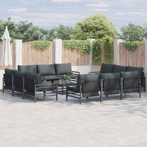 Conjunto de sofá de jardín Antracita Acero (1/5)