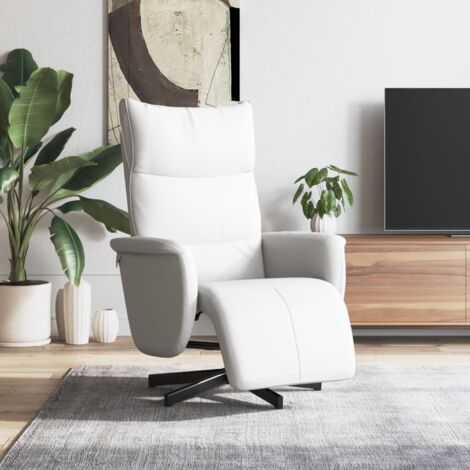 Sillón reclinable con reposapiés cuero sintético blanco