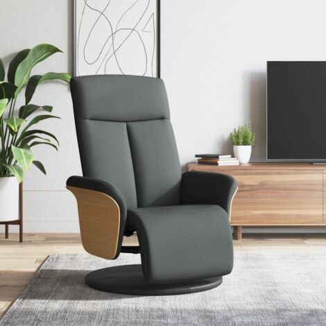 Sillón reclinable con reposapiés tela gris oscuro