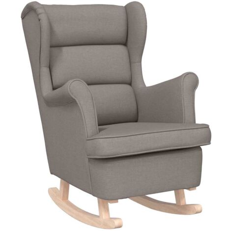 Silla mecedora de tela taupe 74x90x102 cm
