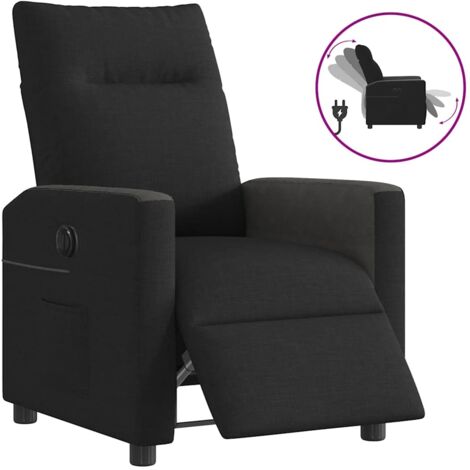 Sillón reclinable eléctrico de tela negro