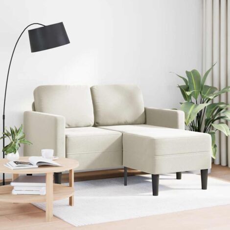 Sofá de 2 plazas con chaise longue en forma de L crema 125 cm