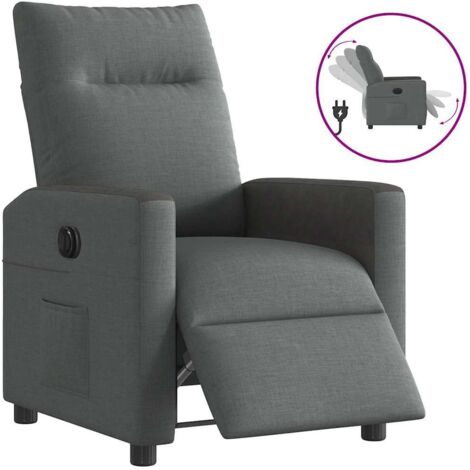 Sillón reclinable eléctrico de tela gris oscuro