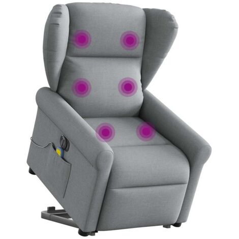 Sillón de masaje eléctrico reclinable elevable tela gris claro