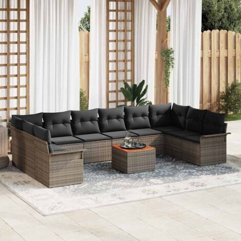 Conjunto de sofá de jardín con cojín Manual 11 pcs Gris (1/5)