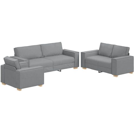 Sofá 3 pcs Gris Claro Tejido mezcla de lino (1/5)