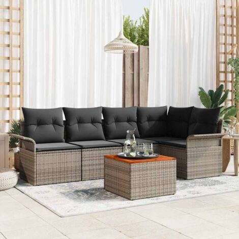 Conjunto de sofá de jardín 6 pcs Gris Poliratán (1/5)