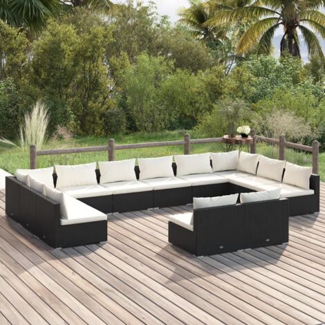 Conjunto de sofá de jardín con cojín Negro Aluminio (1/5)