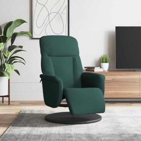 Sillón reclinable con reposapiés terciopelo verde oscuro