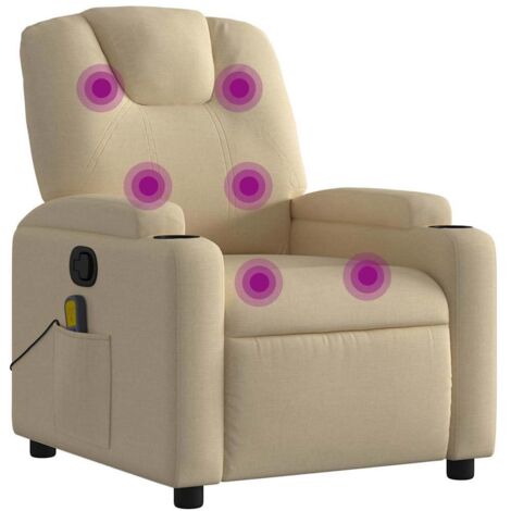 Sillón reclinable de masaje de tela color crema