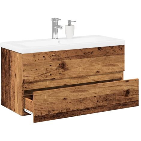 Mueble con lavabo integrado madera envejecida