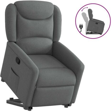 Sillón reclinable elevable de tela gris oscuro (1/5)