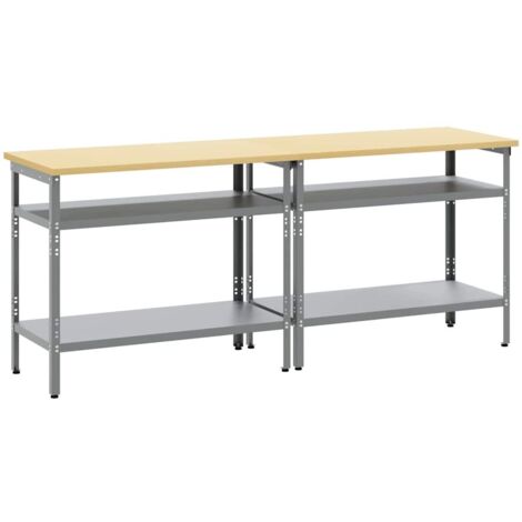 Conjunto de banco de trabajo 2 pcs Gris 200 x 55 x 85 cm Acero