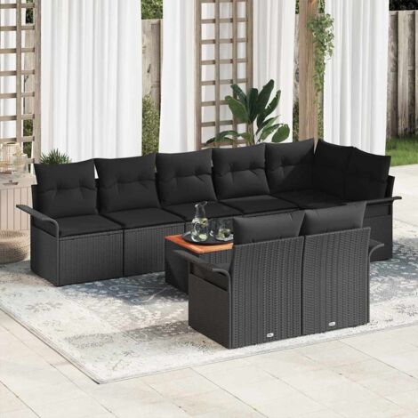 Conjunto de sofá de jardín 9 pcs Negro Poliratán (1/5)