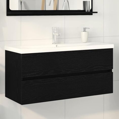 Gabinete para Lavabo con puerta Roble negro 100 x 39 x 62 cm