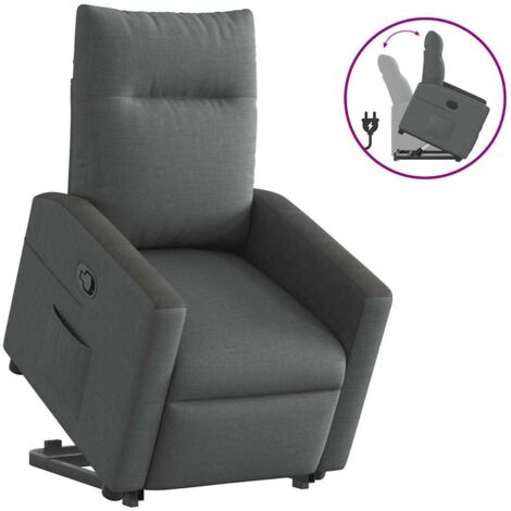 Sillón reclinable elevable de tela gris oscuro (1/5)