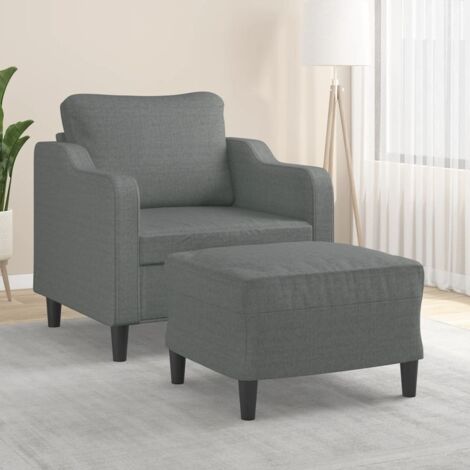 Sillón con taburete tela gris oscuro 60 cm (1/5)