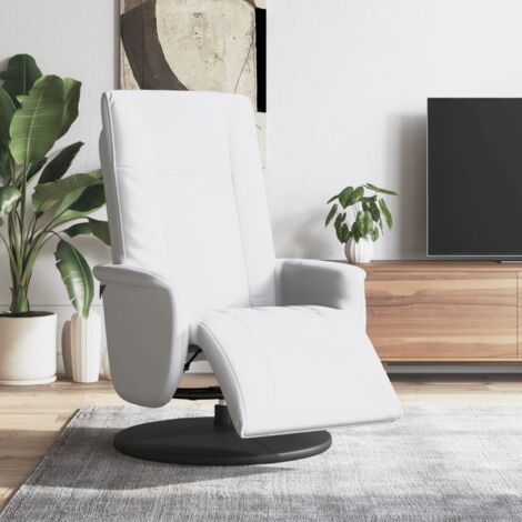 Sillón reclinable con reposapiés cuero sintético blanco vidaXL