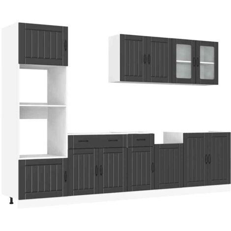 Mueble de cocina Kalmar negra 7 piezas madera contrachapada (1/5)