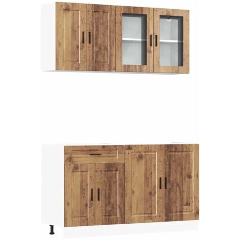 Conjunto de armarios de cocina de 4 piezas "Porto" de en madera de ingeniería (1/5)
