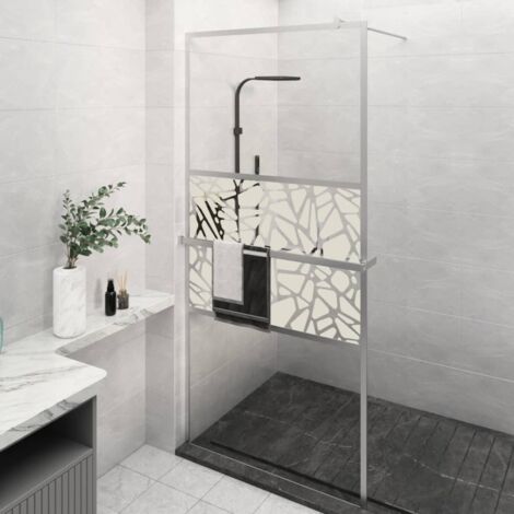 Mampara ducha con estante vidrio ESG y aluminio cromo 90x195 cm