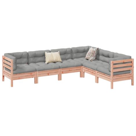 Set de sofás jardín 6 pzas con cojines madera abeto Douglas (1/5)