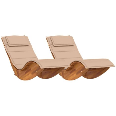 Tumbona 2 pcs Marrón 60 x 154 x 74cm Madera maciza de Acacia