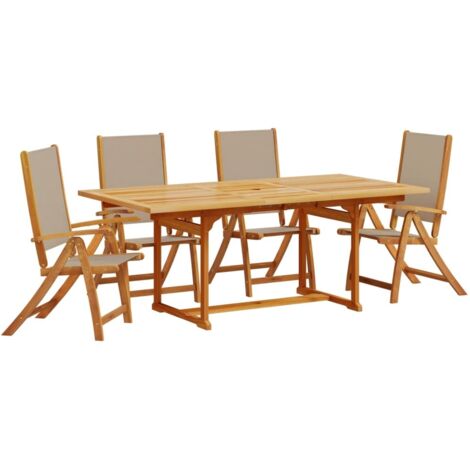 Juego comedor de jardín 5 pzas madera maciza acacia y textileno