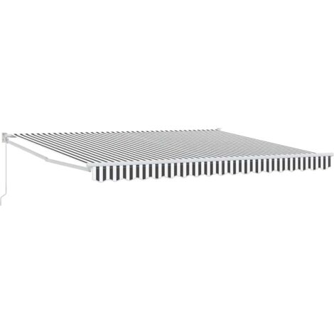 Toldo retráctil aluminio y tela gris antracita y blanco 4x3 m