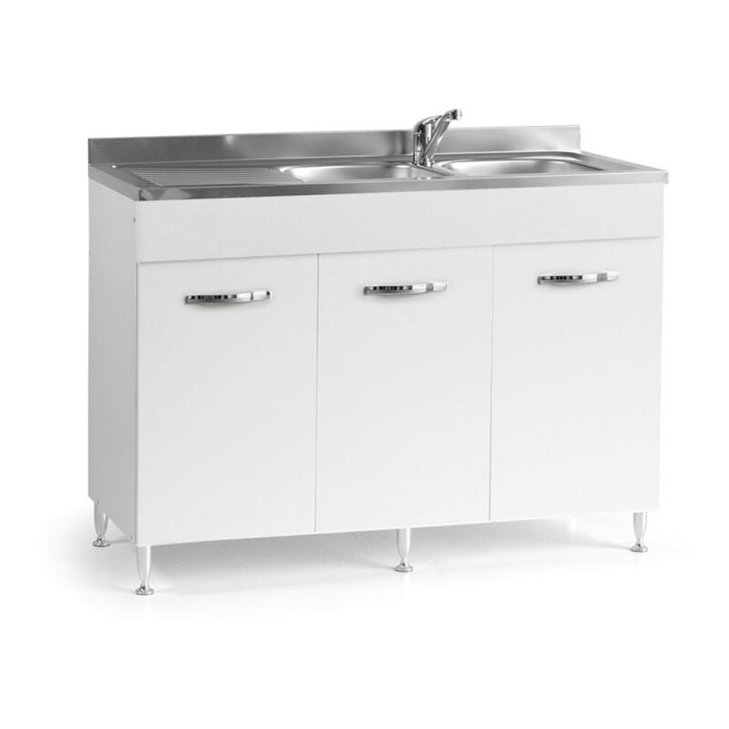 mueble para debajo del fregadero de cocina con 3 puertas Reversible blanco Cm 120x50xH 86